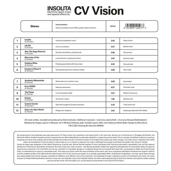 CV Vision - Insolita | Growing Bin Records (GBR036) • Vinyl • Funk, Psychedelic Rock - Fast shipping